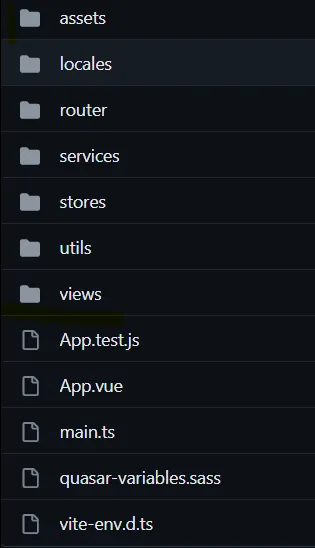 The /src folder structure after cleanup
