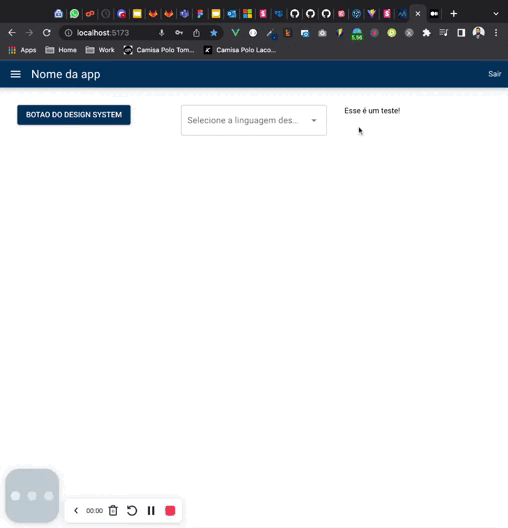 The language selector and translated text
